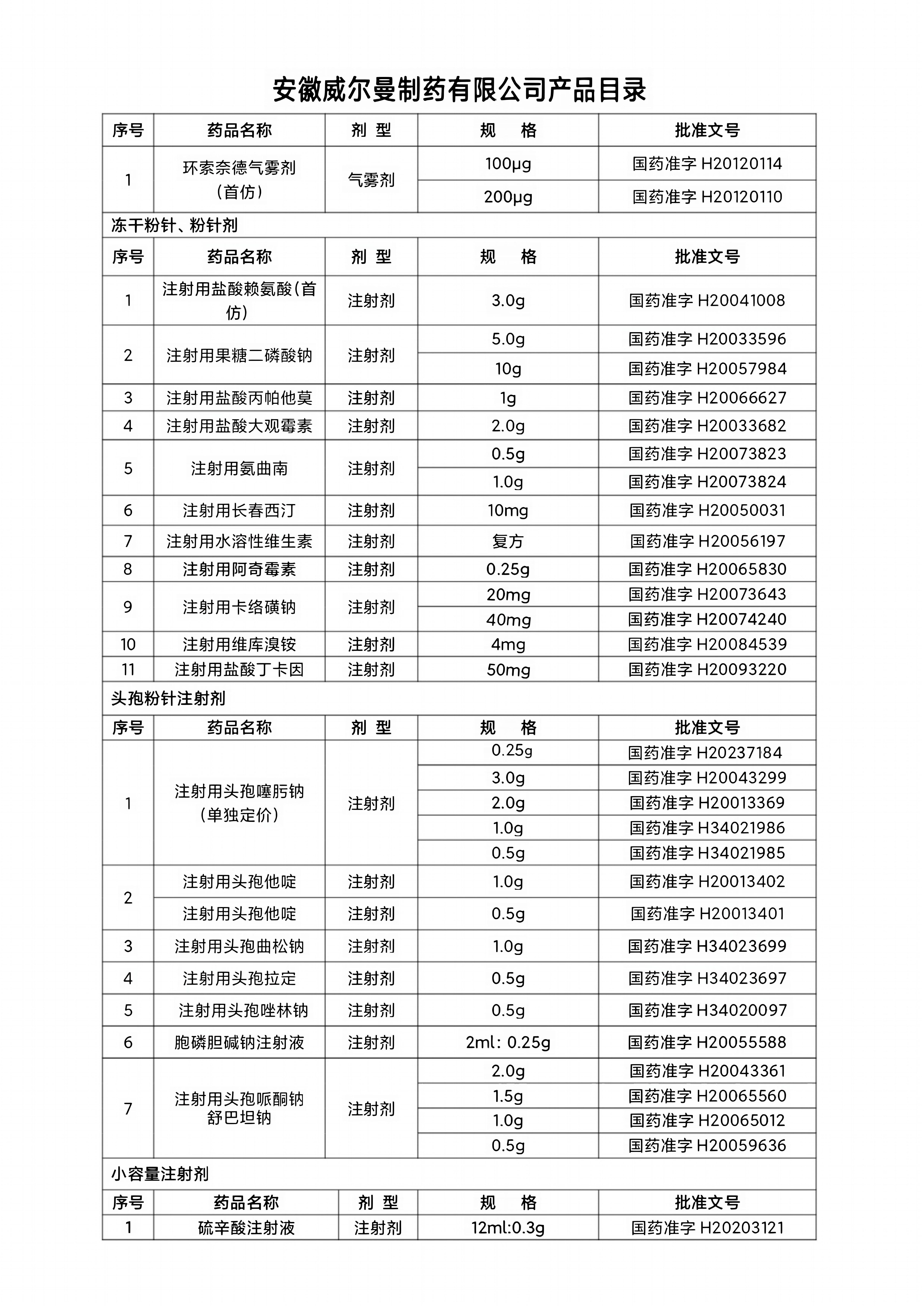 安徽威爾曼產(chǎn)品目錄